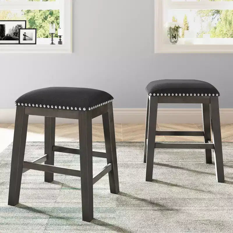 Counter Height Dining Table Set for 4, Wood Bar Table with Storage shelf and 2 stools & 2 Chairs for Small Places
