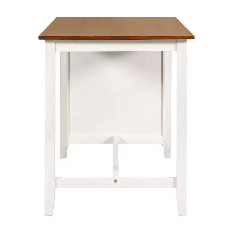 Counter Height Dining Table Set for 4, Wood Bar Table with Storage shelf and 2 stools & 2 Chairs for Small Places