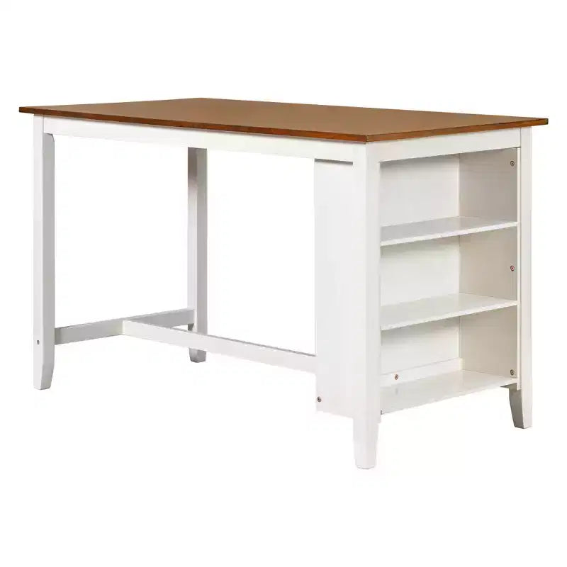 Counter Height Dining Table Set for 4, Wood Bar Table with Storage shelf and 2 stools & 2 Chairs for Small Places