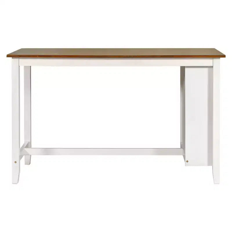 Counter Height Dining Table Set for 4, Wood Bar Table with Storage shelf and 2 stools & 2 Chairs for Small Places