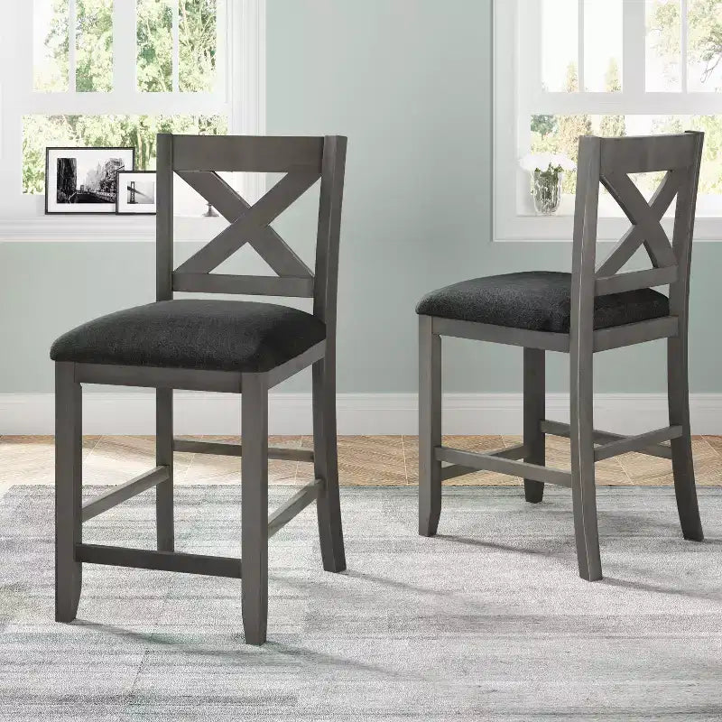 Counter Height Dining Table Set for 4, Wood Bar Table with Storage shelf and 2 stools & 2 Chairs for Small Places
