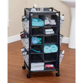 The Lakeside Collection Rolling Shoe Storage Unit with Fabric Cubbies -