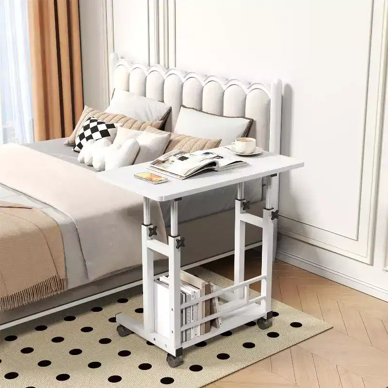 Standing Desk Adjustable Height, Mobile Small Stand Up Computer Rolling Desks Portable Laptop Desks with Wheels for Home Office, Height 27-35.5