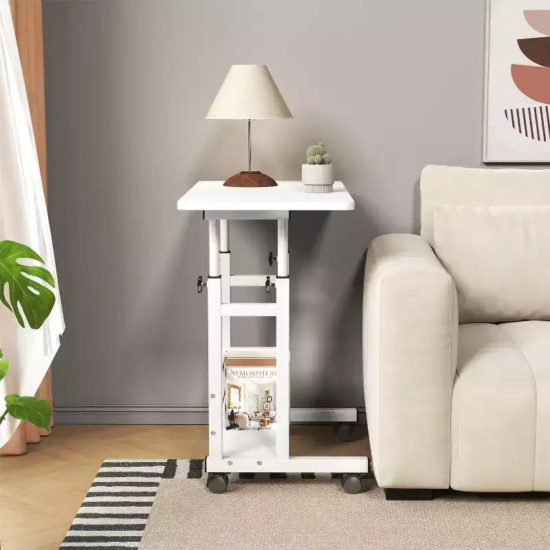Standing Desk Adjustable Height, Mobile Small Stand Up Computer Rolling Desks Portable Laptop Desks with Wheels for Home Office, Height 27-35.5