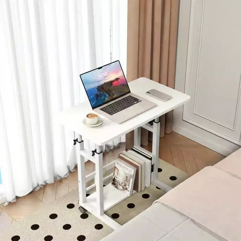 Standing Desk Adjustable Height, Mobile Small Stand Up Computer Rolling Desks Portable Laptop Desks with Wheels for Home Office, Height 27-35.5