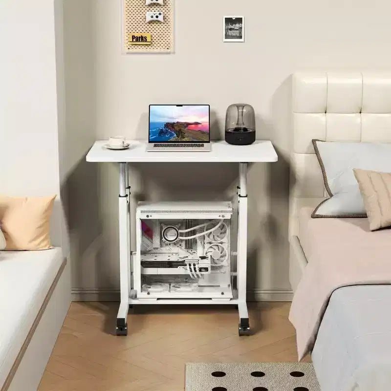Standing Desk Adjustable Height, Mobile Small Stand Up Computer Rolling Desks Portable Laptop Desks with Wheels for Home Office, Height 27-35.5