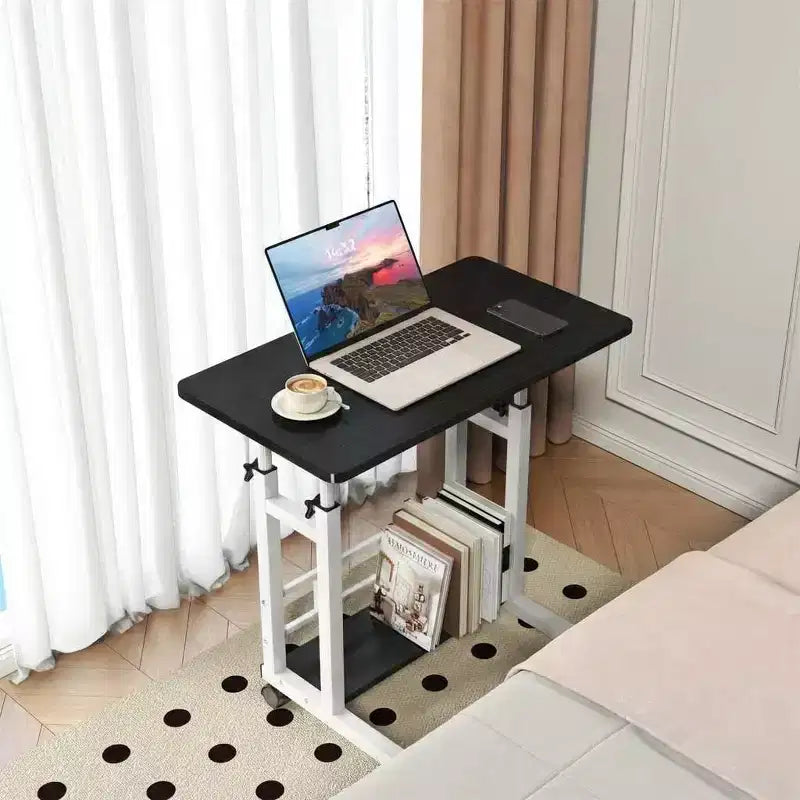 Standing Desk Adjustable Height, Mobile Small Stand Up Computer Rolling Desks Portable Laptop Desks with Wheels for Home Office, Height 27-35.5