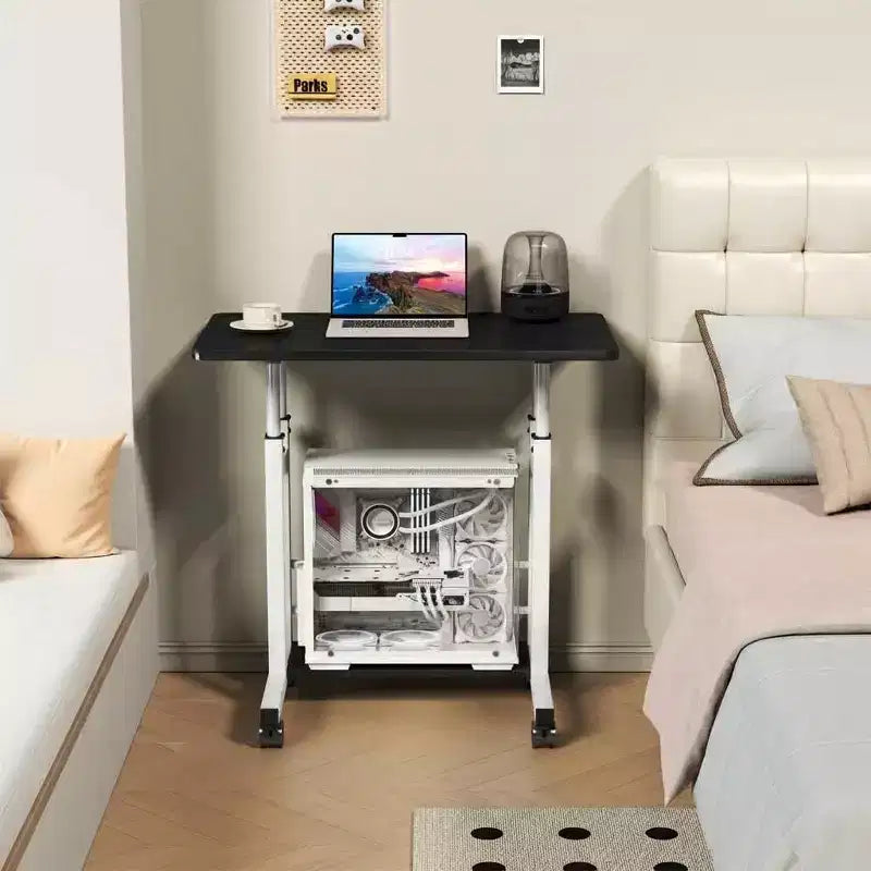 Standing Desk Adjustable Height, Mobile Small Stand Up Computer Rolling Desks Portable Laptop Desks with Wheels for Home Office, Height 27-35.5