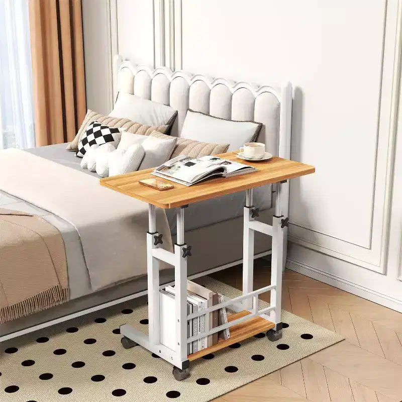 Standing Desk Adjustable Height, Mobile Small Stand Up Computer Rolling Desks Portable Laptop Desks with Wheels for Home Office, Height 27-35.5