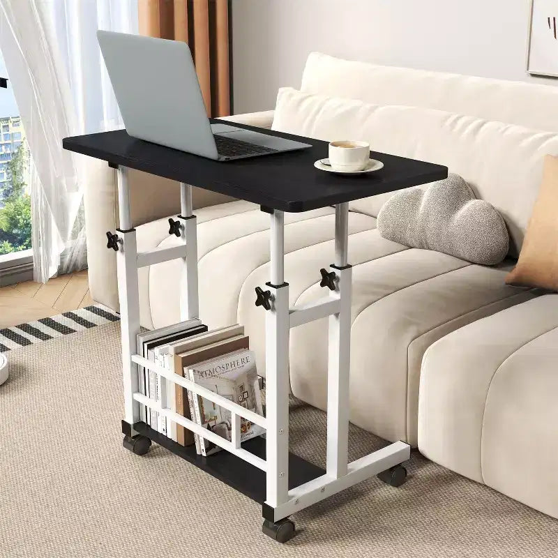 Standing Desk Adjustable Height, Mobile Small Stand Up Computer Rolling Desks Portable Laptop Desks with Wheels for Home Office, Height 27-35.5