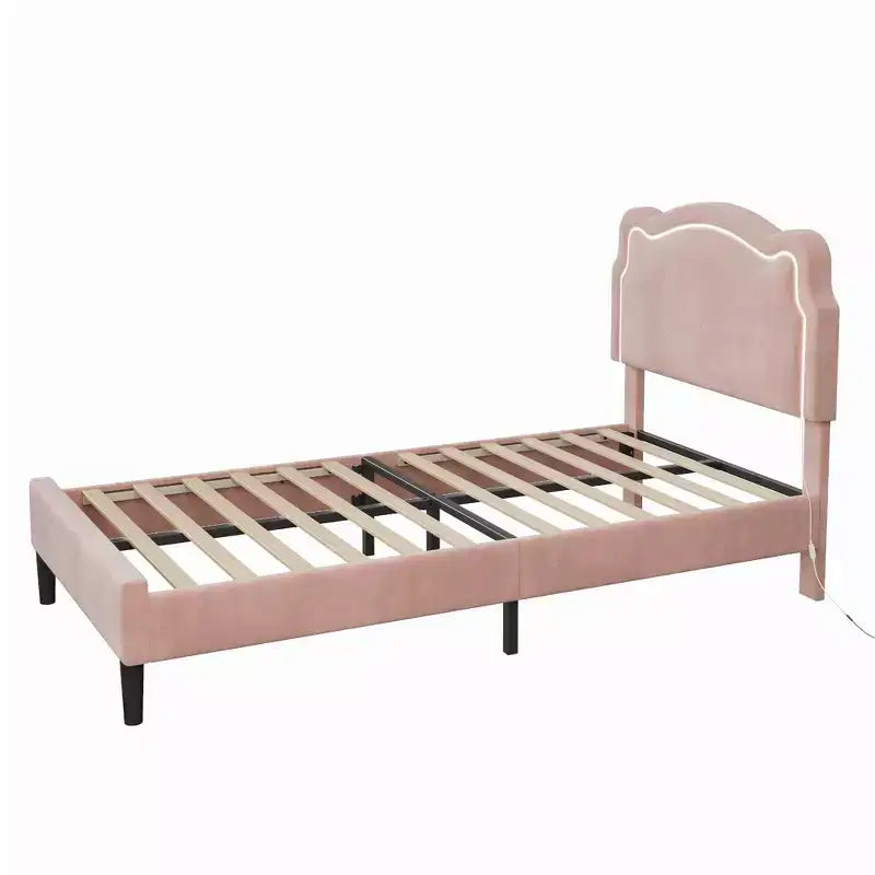 Luxury Velvet Platform Bed Frame with Adjustable Bear Headboard  Noise-Free Upholstered Bed, No Box Spring Required, Modern Bedroom Statement Piece