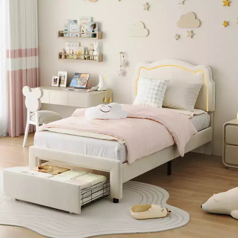 Luxury Velvet Platform Bed Frame with Adjustable Bear Headboard  Noise-Free Upholstered Bed, No Box Spring Required, Modern Bedroom Statement Piece