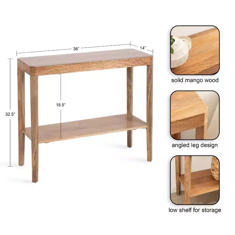 Kate and Laurel Talcott Wood Console Table, 36x14x33, Natural