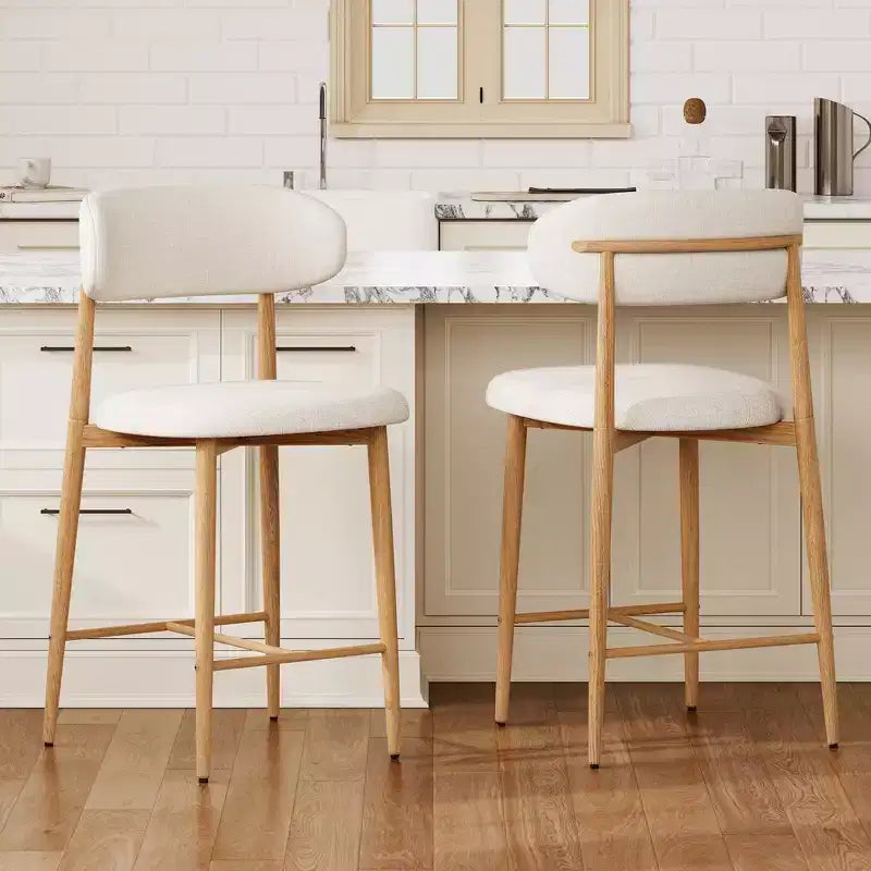 GDFStudio Tiphaine Mid-Century Modern Upholstered Metal Counter Stools (Set of 2)