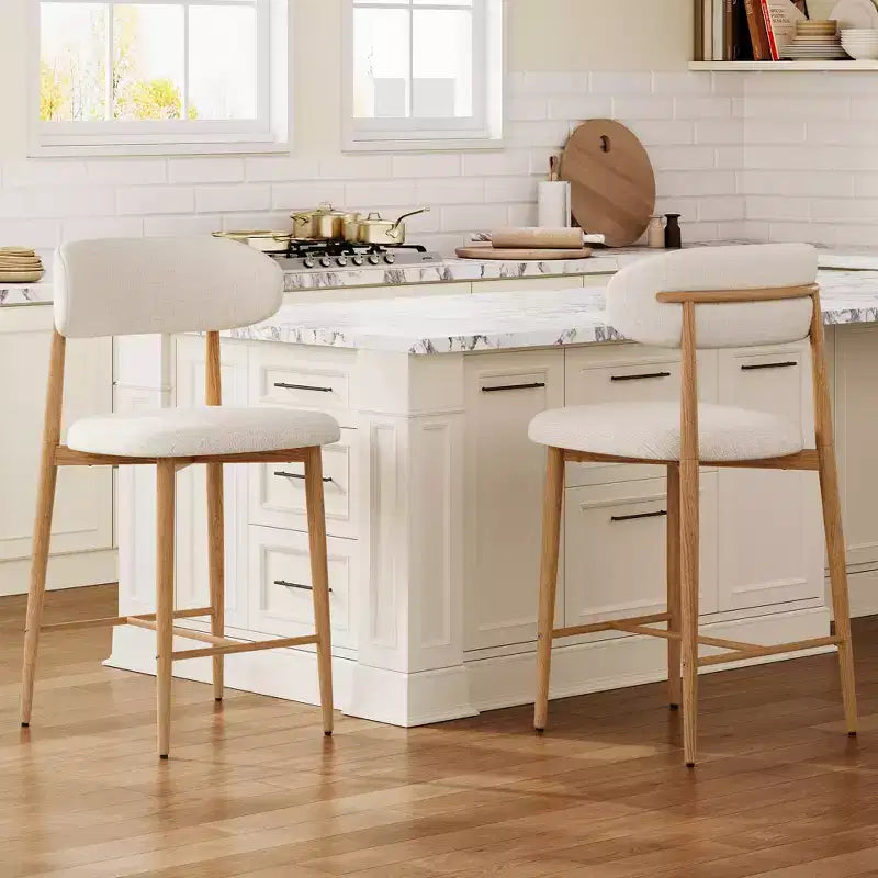 GDFStudio Tiphaine Mid-Century Modern Upholstered Metal Counter Stools (Set of 2)