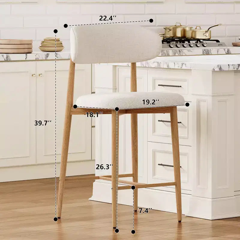 GDFStudio Tiphaine Mid-Century Modern Upholstered Metal Counter Stools (Set of 2)