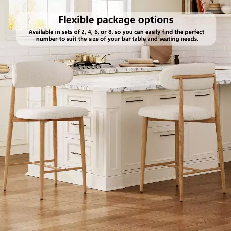 GDFStudio Tiphaine Mid-Century Modern Upholstered Metal Counter Stools (Set of 2)