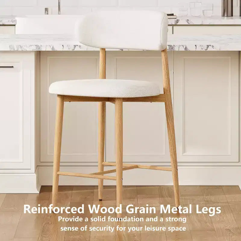 GDFStudio Tiphaine Mid-Century Modern Upholstered Metal Counter Stools (Set of 2)