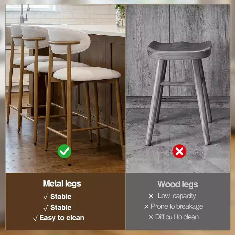 GDFStudio Tiphaine Mid-Century Modern Upholstered Metal Counter Stools (Set of 2)