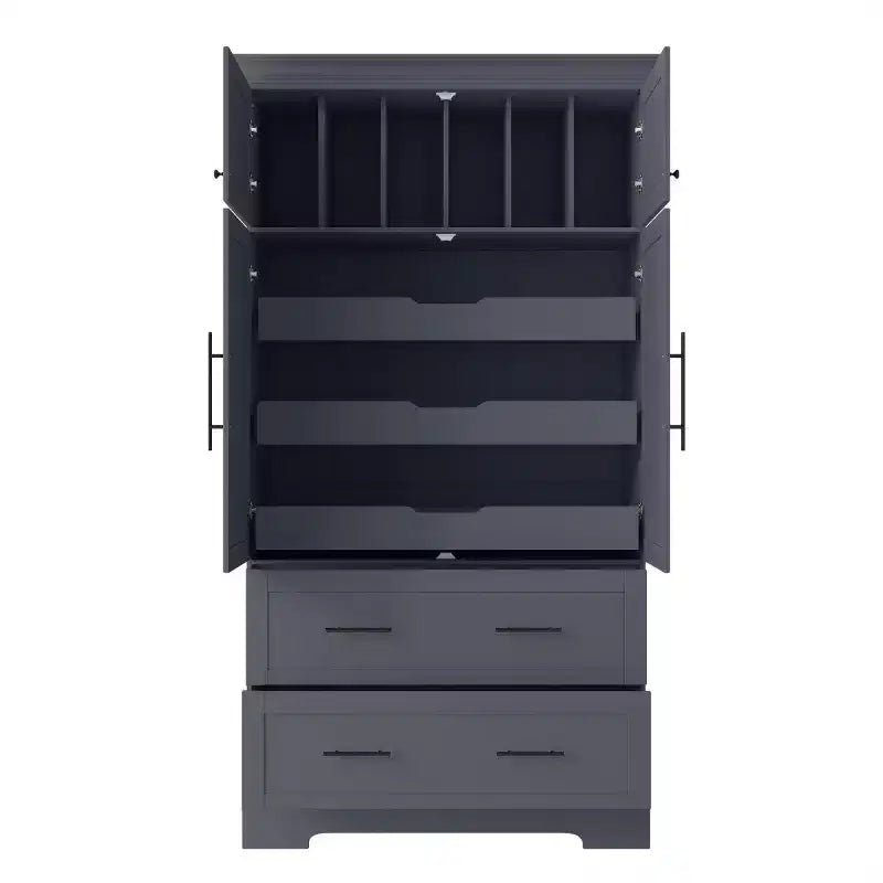 72 Farmhouse Kitchen Pantry Cabinet, Freestanding Dining Storage Cabinet with Drawers, Pull-Out Trays, and Cake Pan Storage-Panipeachy