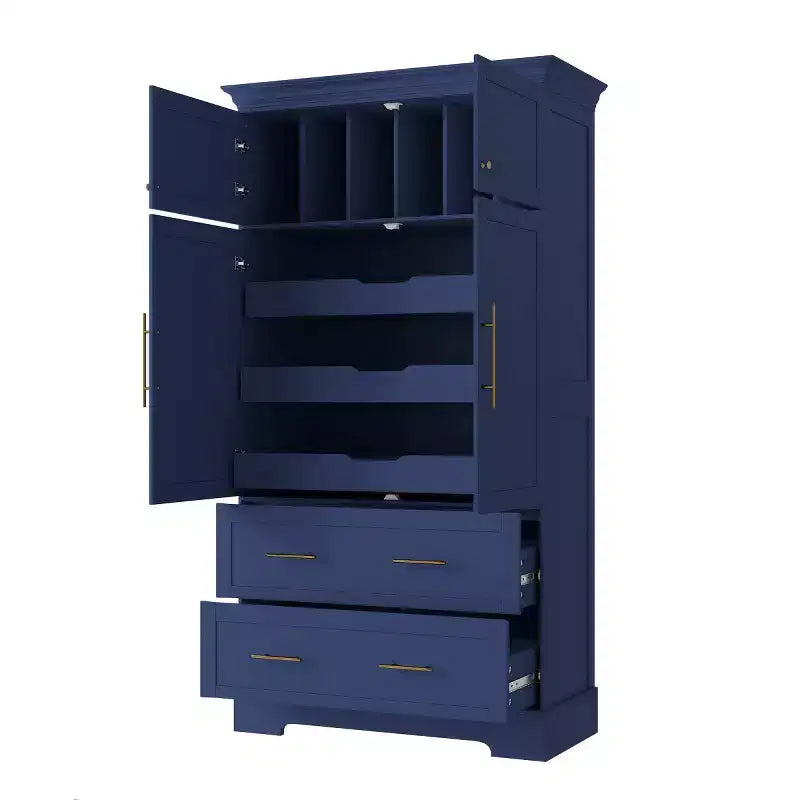 72 Farmhouse Kitchen Pantry Cabinet, Freestanding Dining Storage Cabinet with Drawers, Pull-Out Trays, and Cake Pan Storage-Panipeachy