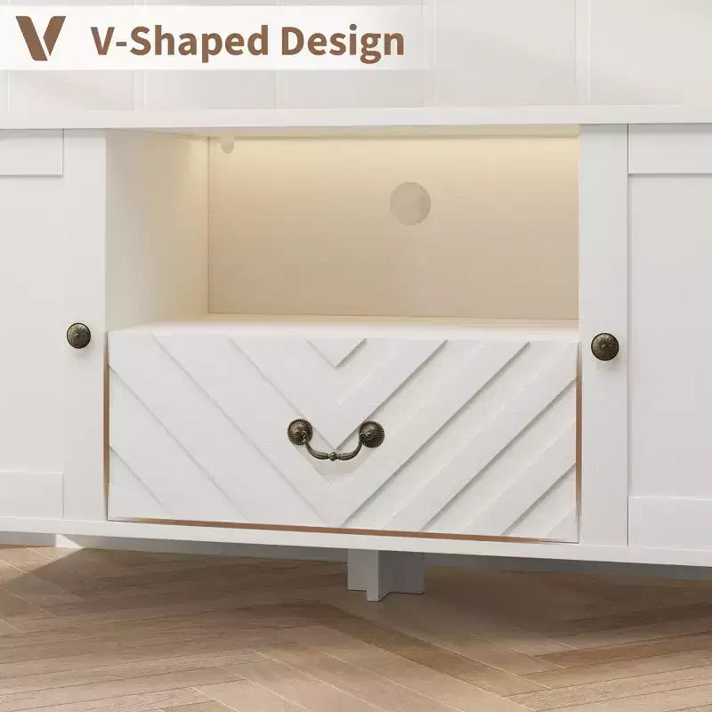 Entertainment Center with Led Lights, TV Stands with 2 Storage and 1 Drawer for Game Room, Long Television Stands for 65 Inch Tv