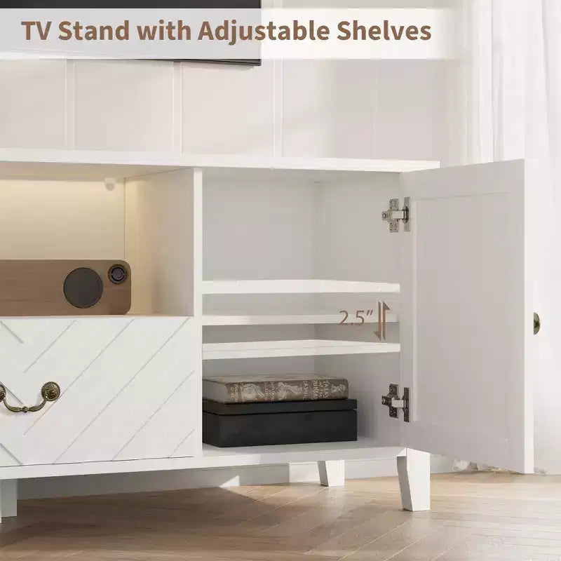 Entertainment Center with Led Lights, TV Stands with 2 Storage and 1 Drawer for Game Room, Long Television Stands for 65 Inch Tv