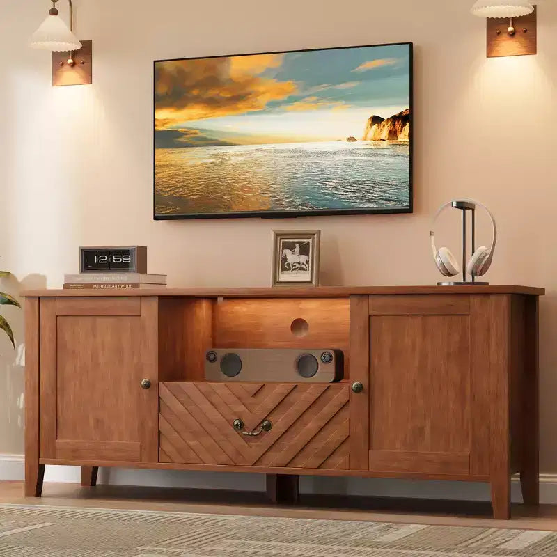 Entertainment Center with Led Lights, TV Stands with 2 Storage and 1 Drawer for Game Room, Long Television Stands for 65 Inch Tv