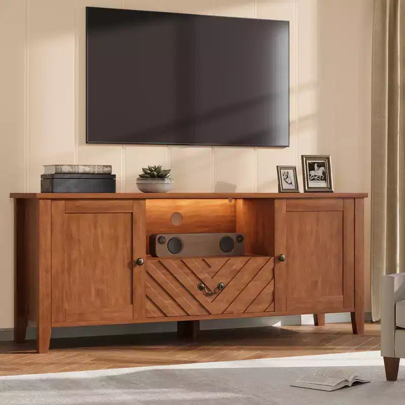 Entertainment Center with Led Lights, TV Stands with 2 Storage and 1 Drawer for Game Room, Long Television Stands for 65 Inch Tv