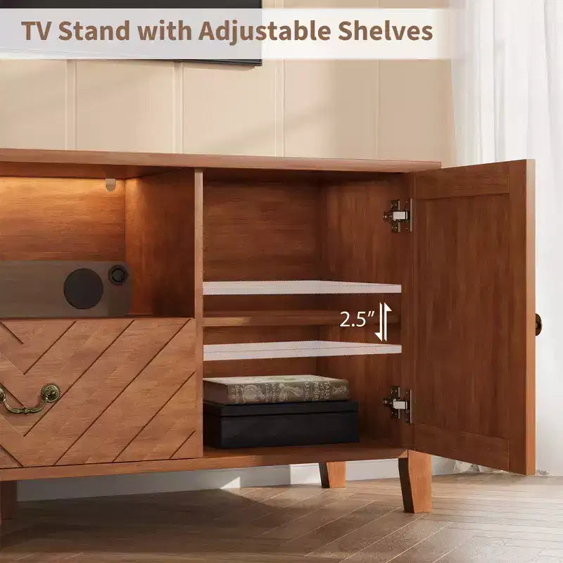 Entertainment Center with Led Lights, TV Stands with 2 Storage and 1 Drawer for Game Room, Long Television Stands for 65 Inch Tv