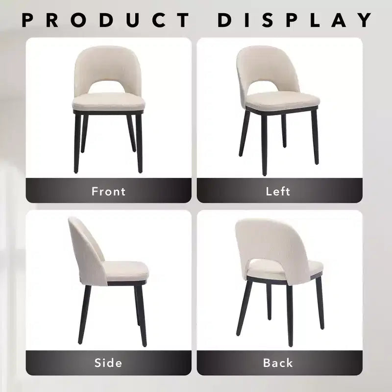 Set of 2 Modern Fabric Dining Chairs, Upholstered Side Chairs with Curved Backrest & Wood Legs, Comfortable Seating for Dining Room Kitchen