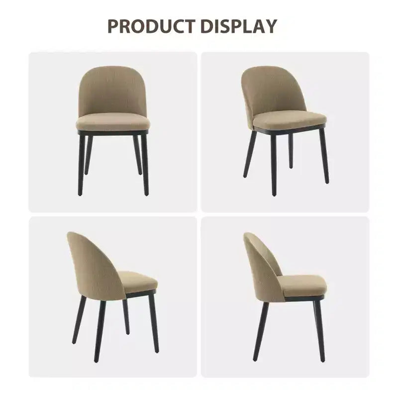 Set of 2 Modern Fabric Dining Chairs, Upholstered Side Chairs with Curved Backrest & Wood Legs, Comfortable Seating for Dining Room Kitchen