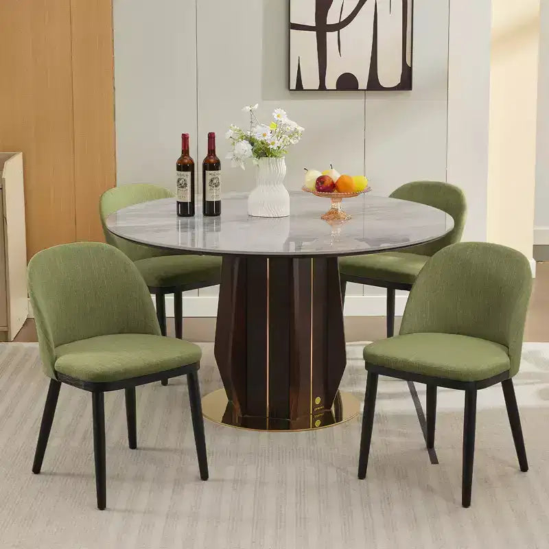 Set of 2 Modern Fabric Dining Chairs, Upholstered Side Chairs with Curved Backrest & Wood Legs, Comfortable Seating for Dining Room Kitchen
