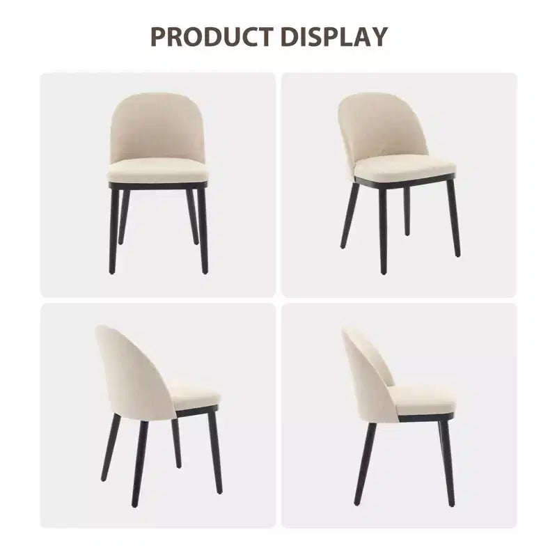 Set of 2 Modern Fabric Dining Chairs, Upholstered Side Chairs with Curved Backrest & Wood Legs, Comfortable Seating for Dining Room Kitchen