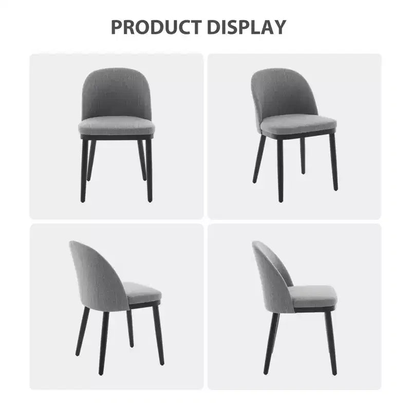 Set of 2 Modern Fabric Dining Chairs, Upholstered Side Chairs with Curved Backrest & Wood Legs, Comfortable Seating for Dining Room Kitchen
