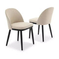 Set of 2 Modern Fabric Dining Chairs, Upholstered Side Chairs with Curved Backrest & Wood Legs, Comfortable Seating for Dining Room Kitchen