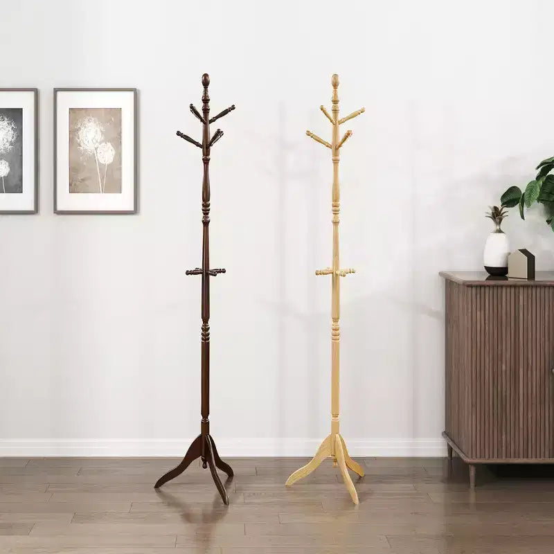 72 Solid Wood Coat Rack 10 Hooks 3-Tier Entryway Organizer