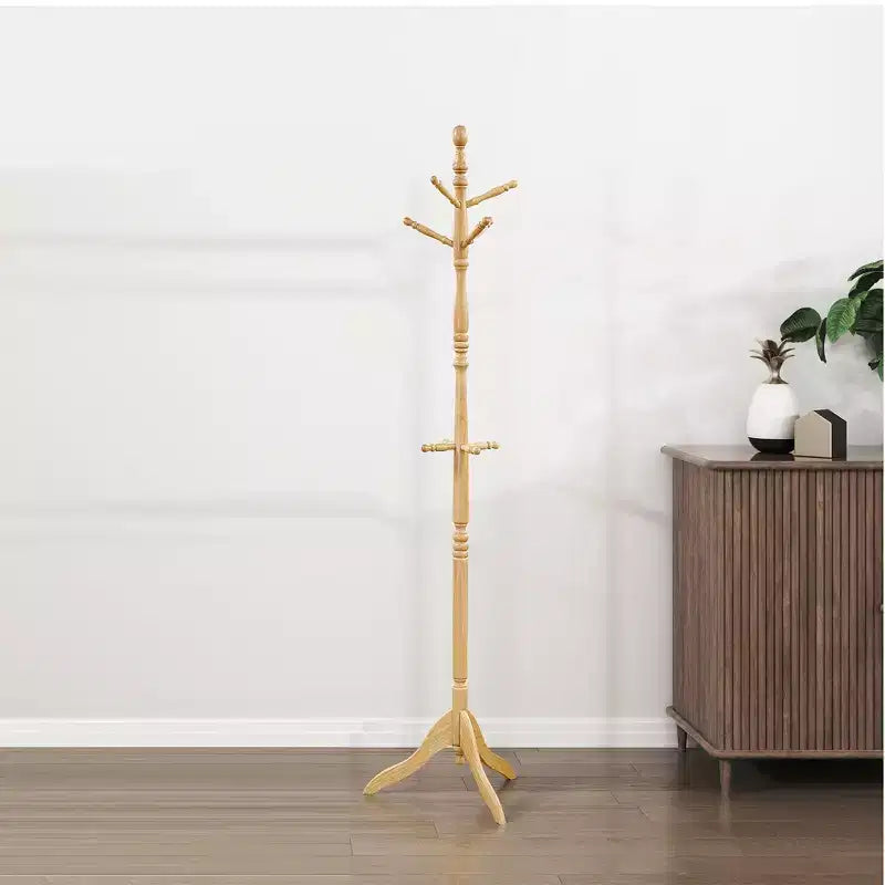 72 Solid Wood Coat Rack 10 Hooks 3-Tier Entryway Organizer