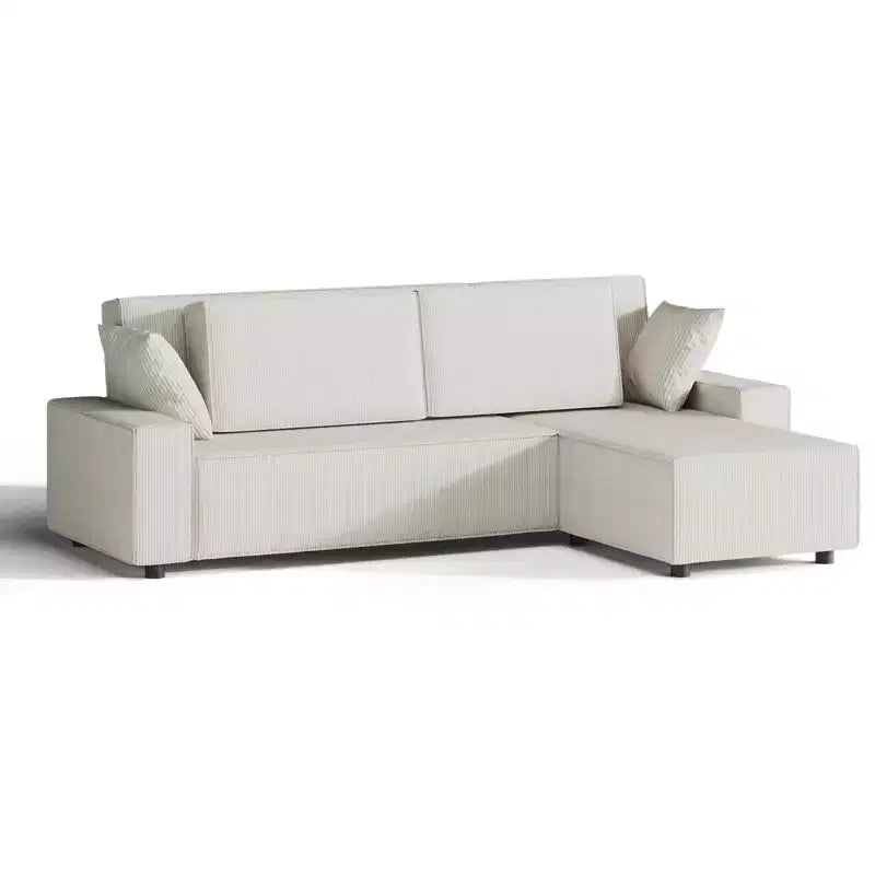 96 Modular Cloud Couch Sectional,Modern L-Shaped Corduroy Strip Sofa with Movable Ottoman,Sectional Couches for Living Room, Bedroom