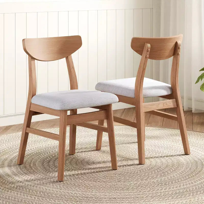 GDFStudio Maddox 4 Piece Modern Chairs with Curved Wood Backrest & Gray Fabric Seat
