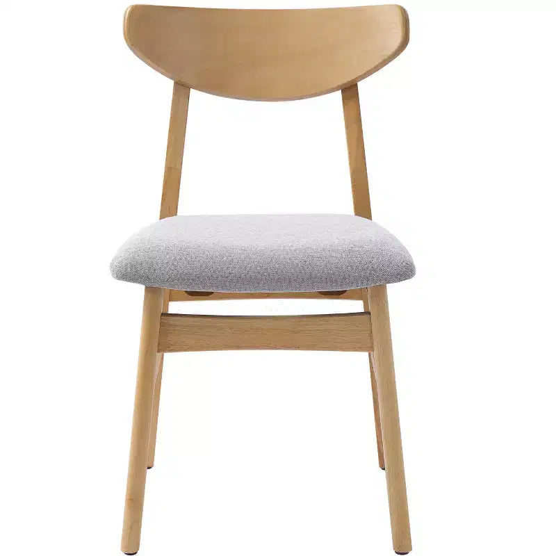 GDFStudio Maddox 4 Piece Modern Chairs with Curved Wood Backrest & Gray Fabric Seat