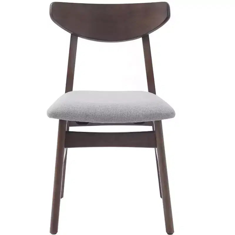 GDFStudio Maddox 4 Piece Modern Chairs with Curved Wood Backrest & Gray Fabric Seat