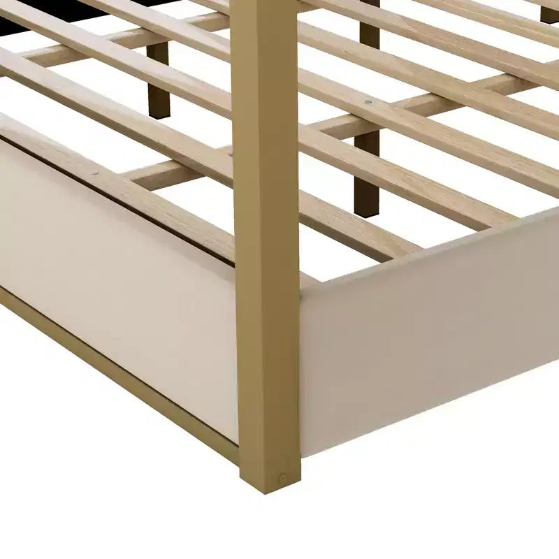 Luxystar King Size Modern Canopy Platform Bed with Upholsted Headboard and Metal Frame