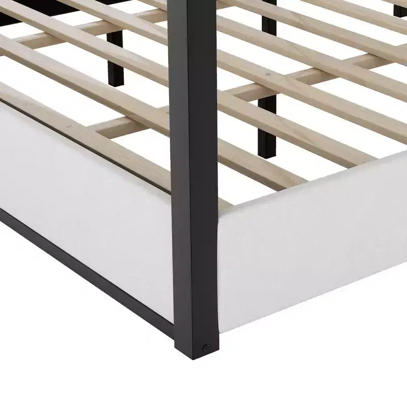 Luxystar King Size Modern Canopy Platform Bed with Upholsted Headboard and Metal Frame