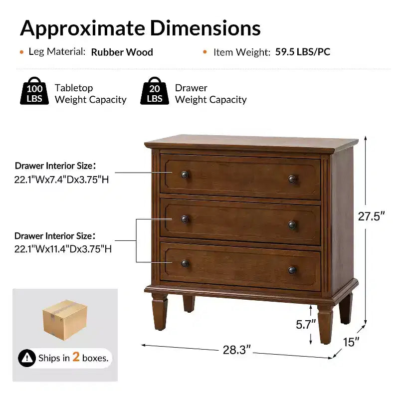 Teodosia 3-Drawer End Tbale Set of 2 |Hulala Home-BLACK
