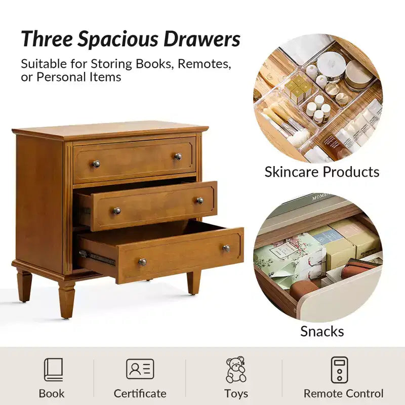 Teodosia 3-Drawer End Tbale Set of 2 |Hulala Home-BLACK