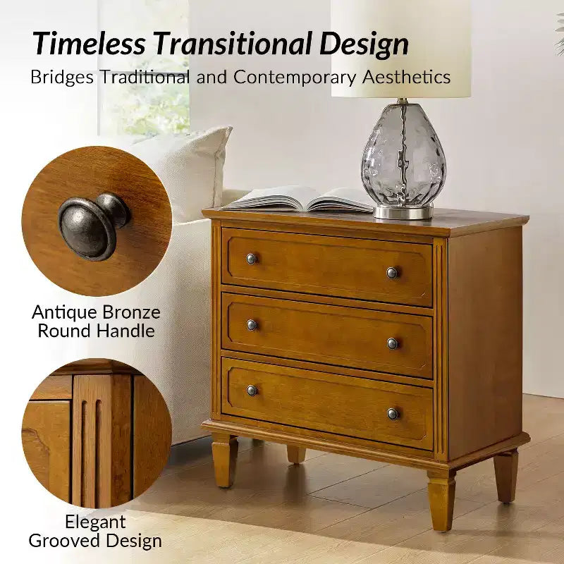 Teodosia 3-Drawer End Tbale Set of 2 |Hulala Home-BLACK