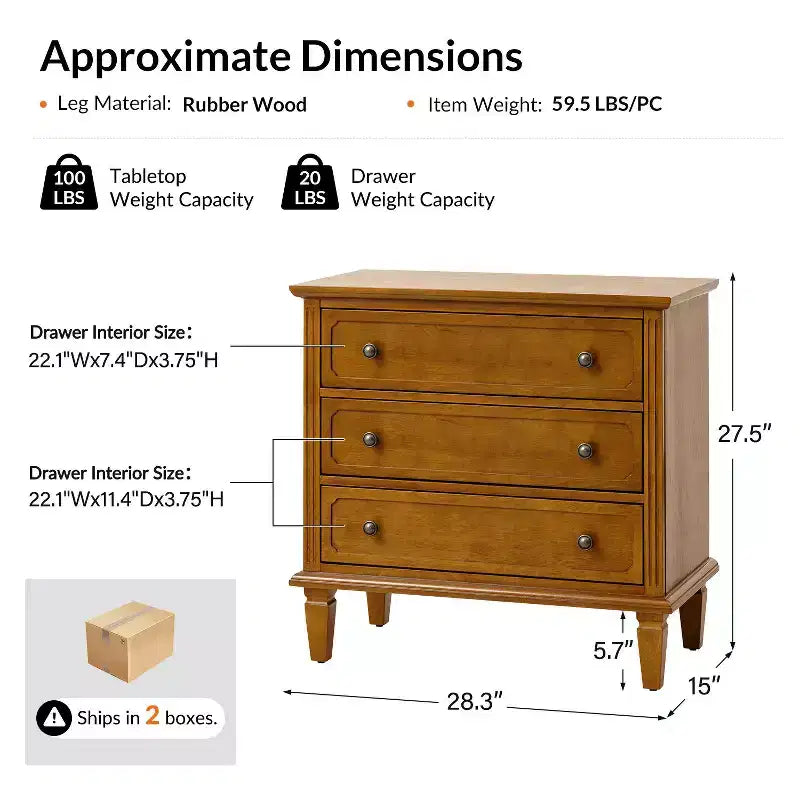Teodosia 3-Drawer End Tbale Set of 2 |Hulala Home-BLACK