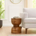 Unique End Table, Side Table, or Small Night Stand for Home Decor - Modern Polished Mango Wood Table Ideal for Small Spaces - 18 Gold