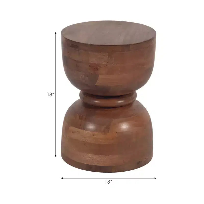 Unique End Table, Side Table, or Small Night Stand for Home Decor - Modern Polished Mango Wood Table Ideal for Small Spaces - 18 Gold